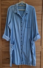 TU Denim-Blue Tencel Chambray Shirt Dress W/Roll-up Sleeves Size 20