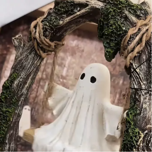 Swinginging Ghost on Tree Swing - Decorazione Halloween spettrale carina - Foto 3 di 11