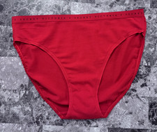 NWOT VICTORIA'S SECRET RED BLACK LOGO LIGHTWEIGHT BAND HIGH LEG BRIEF PANTIES