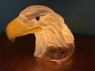 Bald Eagle HeadVintage Ceramic Sculptured Nightlight Light Desk Lamp Taiwan