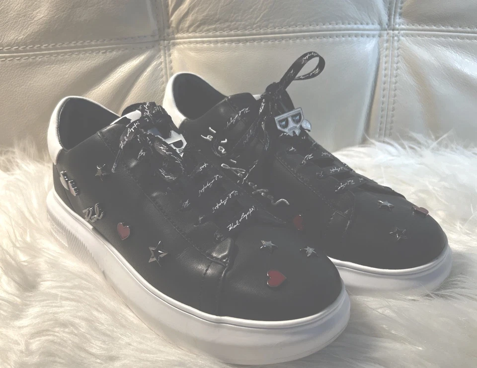 KARL LAGERFELD PARIS Cate Tenis Embellecidos Talla 8.5 Zapatos Negros Foto 2 de 4