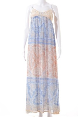 MNG COLLECTION Hippiekleid Damen Kleid Gr. DE 34 creme-hellorange-blau