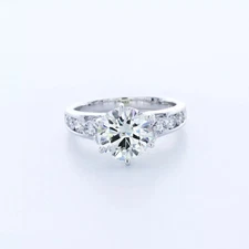 Engagement Ring Classic 14K White Gold 3.53 Carat Round Lab-Grown Diamond H VS2