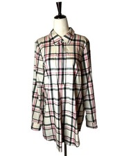 Tyler Boe Shirt Women Medium Tan Plaid Collared Half Snap Front Tina Tunic Top
