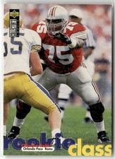 1997 COLLECTOR'S CHOICE ST. LOUIS RAMS #ST8 ORLANDO PACE ST. LOUIS RAMS