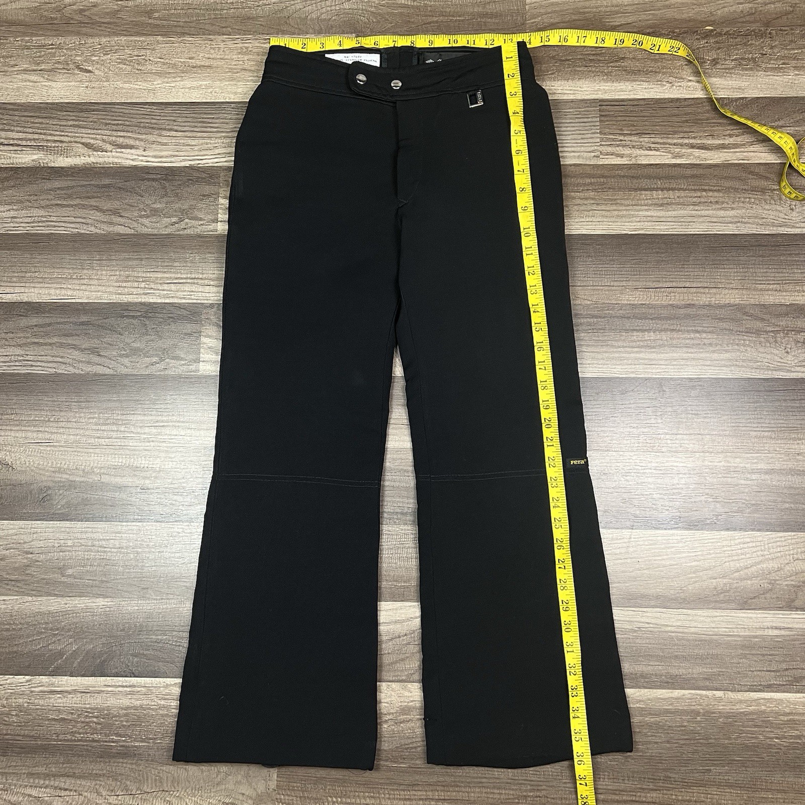 VTG FERA Ski Snowboard Wool Blend Pants Flare Legs Stirrups Black Size 30S