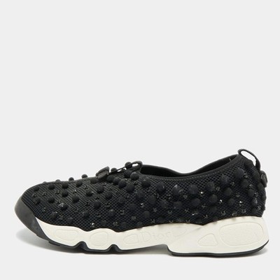 Dior Fusion Größe 41,5 Schwarz Mesh Kristall Verziert Slipper Sneaker
