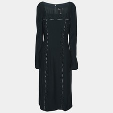 Alexander McQueen Green Fabric Pearl Embellished Midi Dress M