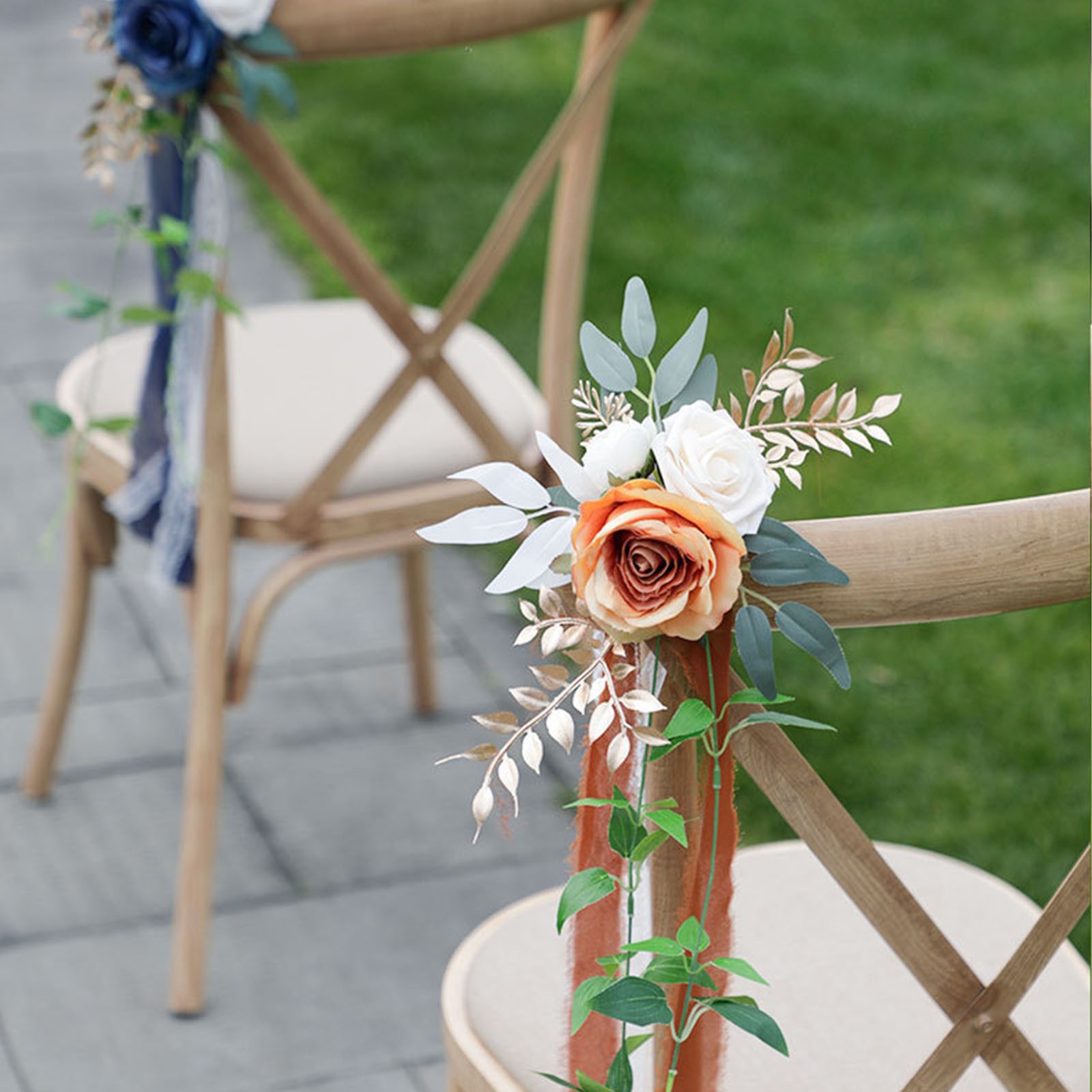 Chair Back Flower Artificial Decorative Flower For Wedding Aisle Outdoor Party B