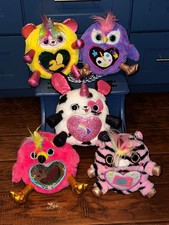 Rainbocorns 11" Plush Toy Lot of 5 w. Sequins Dalmatian Flamingo Zebra Peacock 