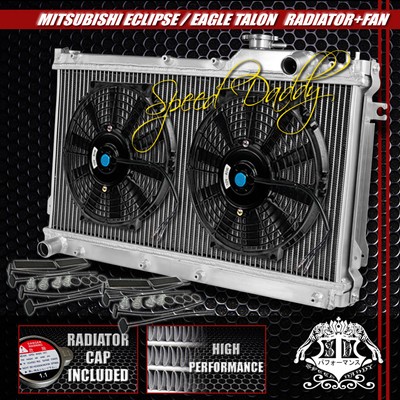 2-ROW ALUMINUM CORE RADIATOR+2X 10'' BLACK COOLING FAN FOR 90-97 MAZDA MIATA MX-5