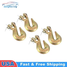 4 Pack G70 3/8" Clevis Grab Hooks Tow Chain Hook Tie Down Flatbed Truck Trailer