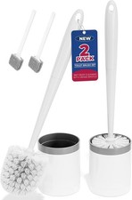 Toilet Brush and Holder Set, Compact Design, 2 Pack, White