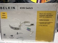 Belkin KVM Switch VGA PS/2 2-Port Computer Cables Incl