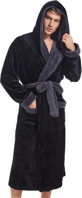Inner Robe Man Inner Wish Mens Hooded Robe, Plush Long Bath robes Cozy Warm Bathrobe ...