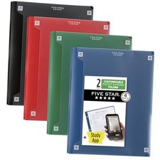 2-Pocket Folder  Study App, 4 Pack, Plastic Folder with Prong Classic Colors
