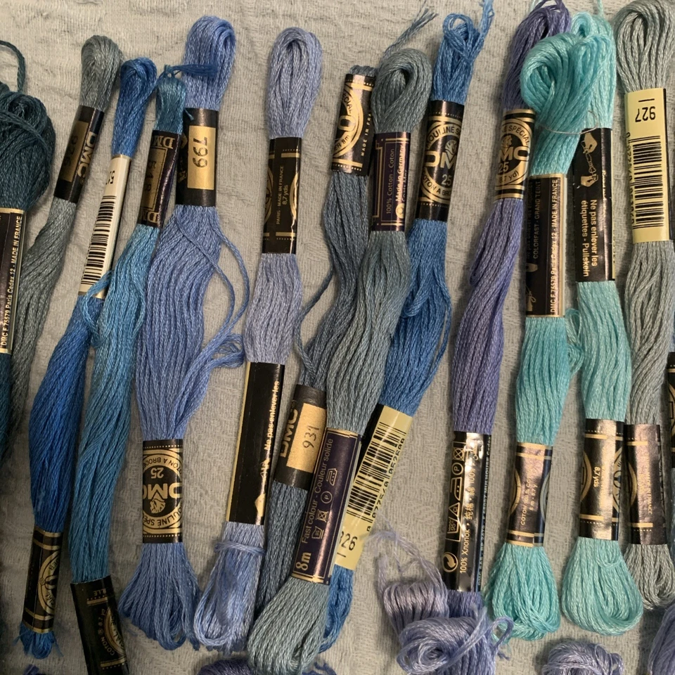 40-DMC 6-Strand Embroidery Cotton 8.7yd-all BLUES Mixed One Of Several Lots - Image 3 of 4