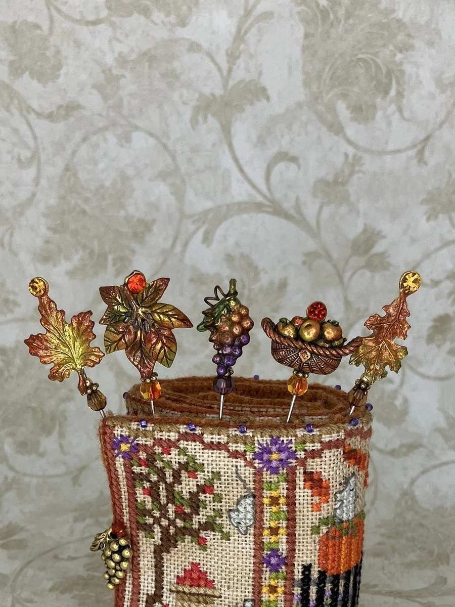 Handmade Set of 5 Counting Pins •Autumn• Cross Stitch Accessory