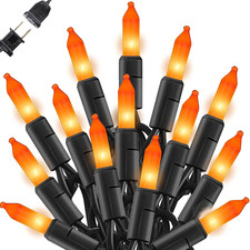 Orange Halloween Mini Lights, 20FT 100 Count Waterproof Incandescent Lights Plug