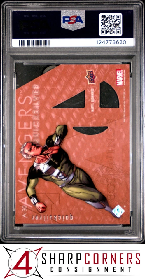 2012 MARVEL BEGINNINGS SERIES 2 AVENGERS DIE-CUT #A-30 QUICKSILVER POP 3 PSA 10 - Image 2 of 3
