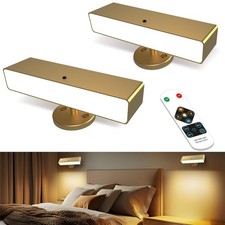 Battery Powered Wall Sconce Lights Set of : Gold Rechargeable Wall Lights wit...