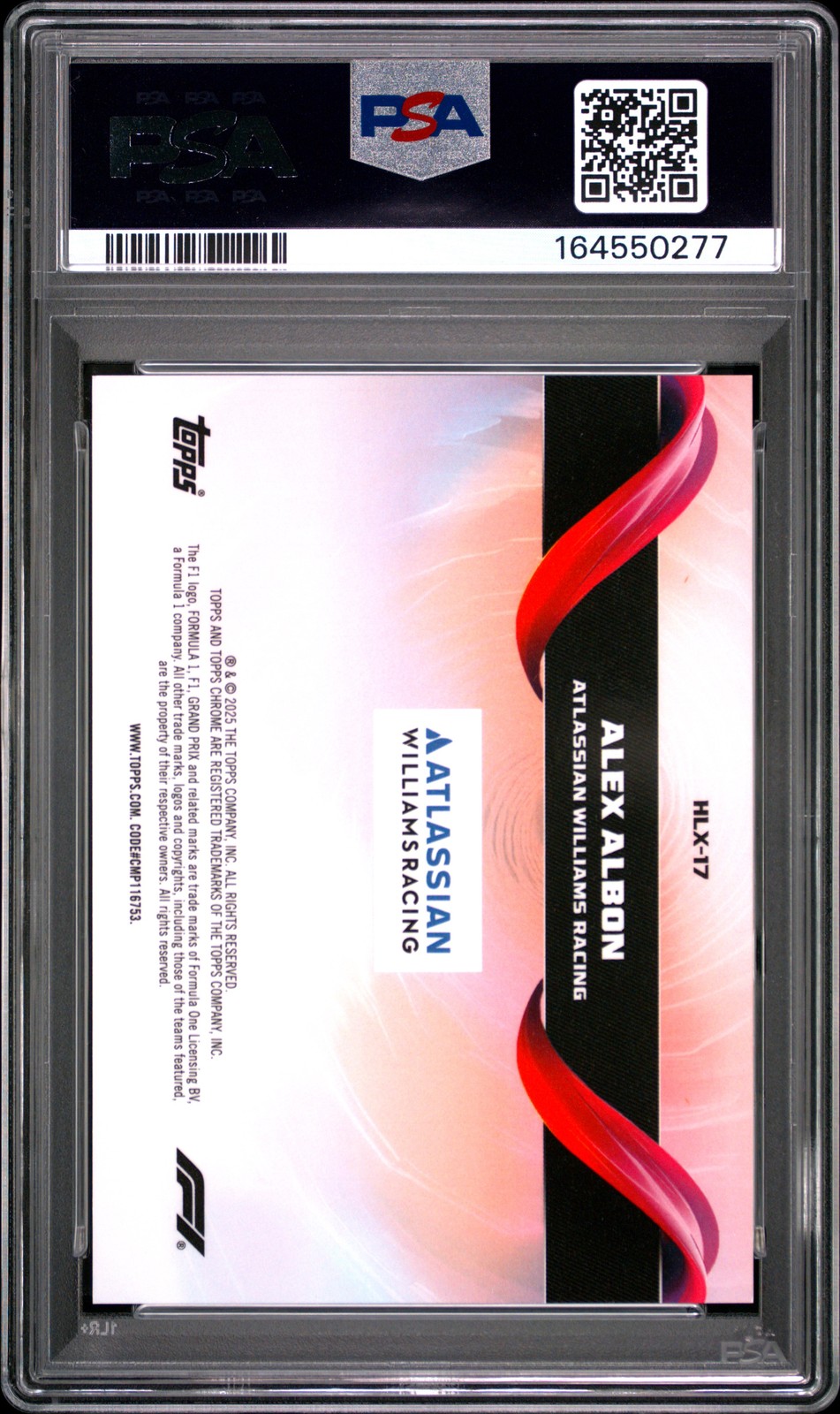 2025 TOPPS CHROME FORMULA 1 HELIX #HLX-17 ALEX ALBON PSA 10 view 2