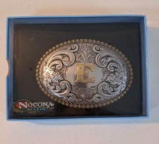 Nocona Gold Silver "E" Belt Buckle Women's