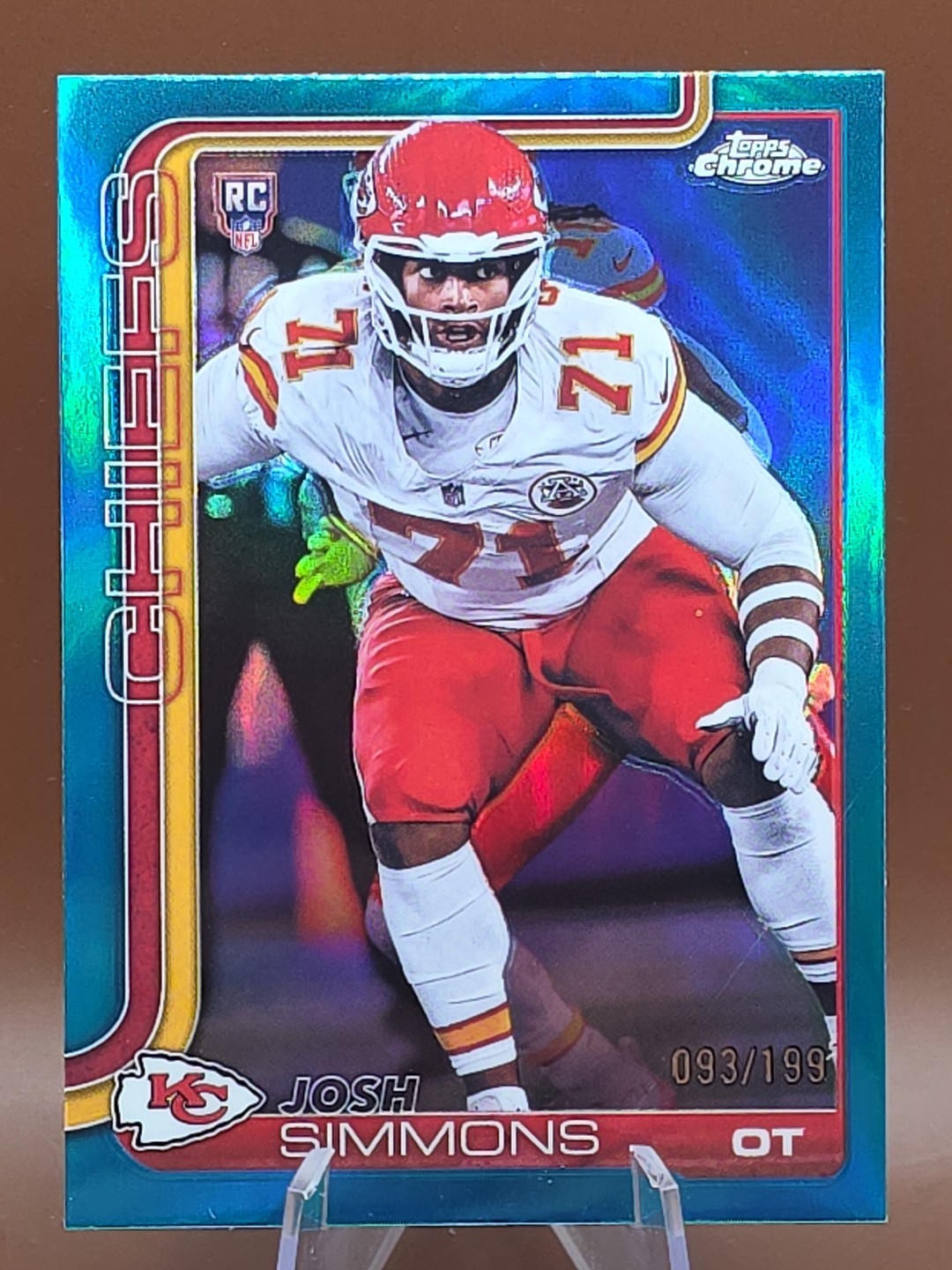 2025 Topps Chrome Football Josh Simmons #304 (RC) Aqua Refractor 93/199