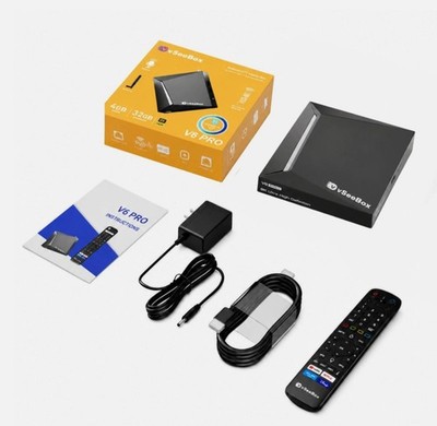 vSeeBox V6 PRO Media TV Android 14 Streaming Device with backlit voice remote