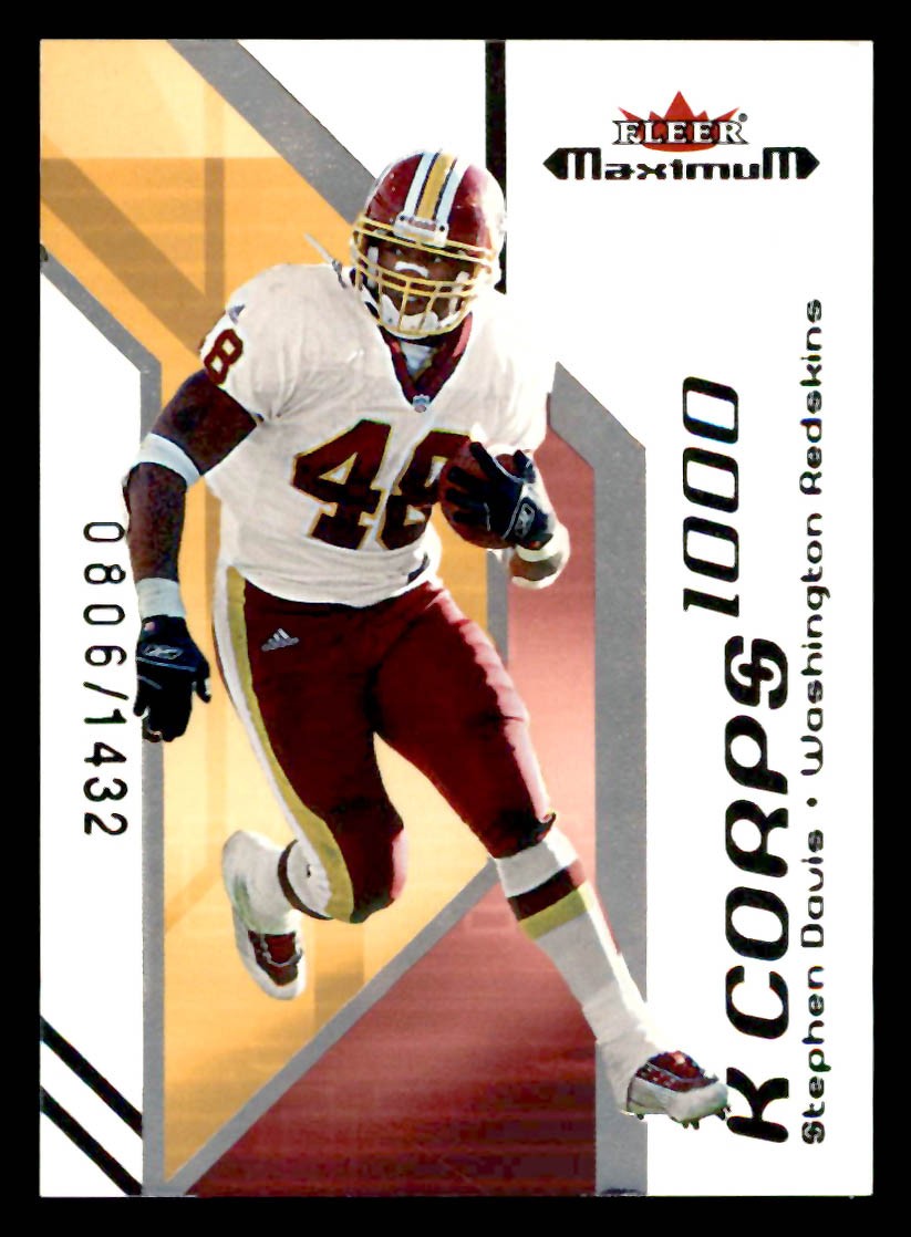 2002 Fleer Maximum #23 KC Stephen Davis /1432 K Corps Washington Redskins