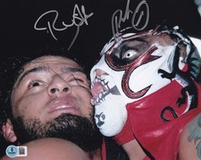Foto firmada por Pentagon Jr. Penta & Rush 8x10 certificado de autenticidad BAS ROH CMLL Lucha Libre AAA
