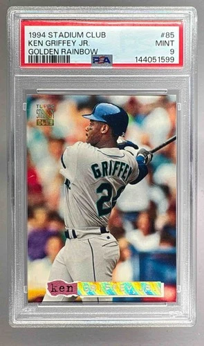 144051599 Ken Griffey, Jr 1994 Topps Stadium Club #85 Golden Rainbow PSA 9