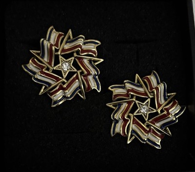 HEIDI DAUS Patriotic Omega Earrings New