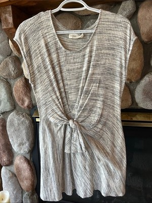 Anthro | Everleigh Knit Cap Sleeve Tie Front Tunic Top, Size SP