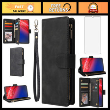 Funda Cartera Moto Z4/Moto Z4 Play con Protector de Pantalla de Vidrio Templado y Estuche para Tarjetas