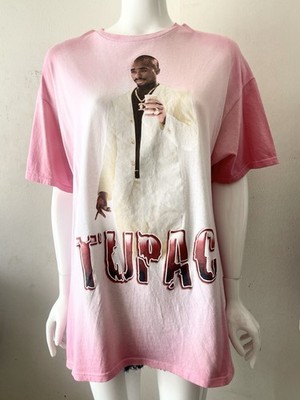 Tupac Thug Life Graphic Large Custom Tye-Dye T-Shirt Pink (Re-enforced Hole Pic)