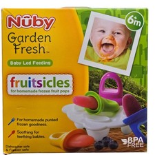 Nuby Garden Fresh Fruitsicle Frozen Pop Tray Teething Multicolored BPA Free NEW