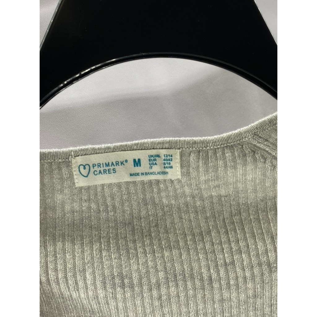 PRIMARK CARES Women's Light Grey Ribbed V-Neck Long Sleeve Top SZ M image 6