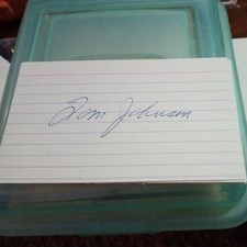 Tom Johnson Hand Signed Auto Autograph Index Card Boston Bruins HHOF