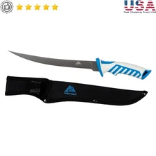 9" Saltwater Fillet Knife Full Tang German Steel Sheath Rust Resistant Grip New