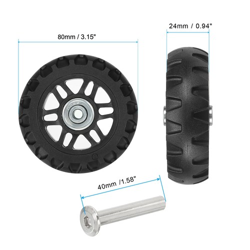 Replacement Luggage Suitcase Wheels 80mmx24mm 360 Swivel Caster Wheels - Afbeelding 2 van 7