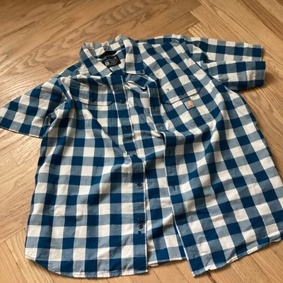 Carhartt Men s Loose Fit Blue Turquoise Plaid Button Down Shirt Size XL Cotton