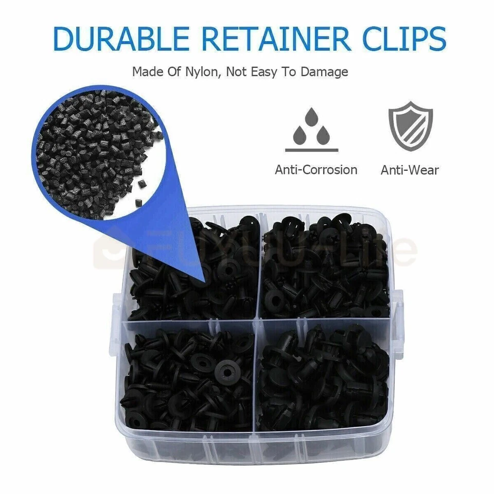 650X Car Retainer Auto Fasteners Push Trim Plastic Clips Pin Rivet Bumper Kit - Image 2 of 4