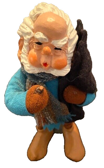 Simpich Character Doll Elf "Gusty" Blue Coat/Blue Plaid Scarf Handmade in U.S.