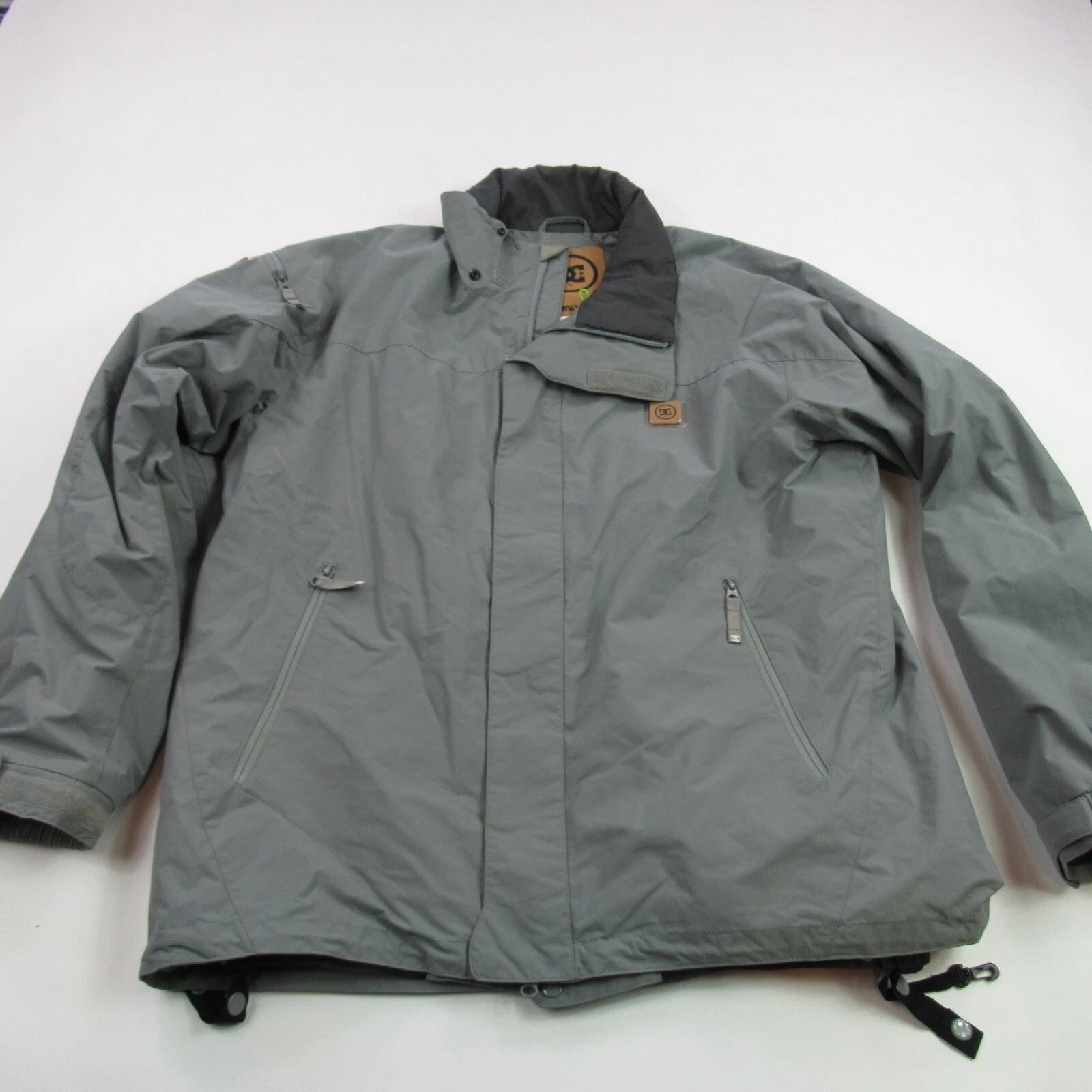 DC Coat Mens Long Sleeve Solid Soft Shell Full Zip Gray Medium No Hood Casual
