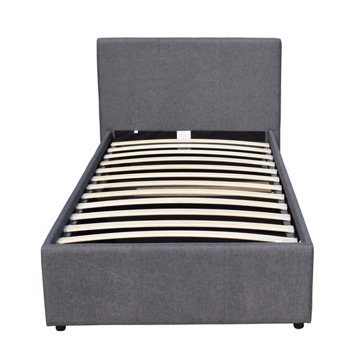 Ottoman Single Storage Bed End Lift Hopsack Fabric Bed Frame Gas Lift Furniture - Picture 3 of 6