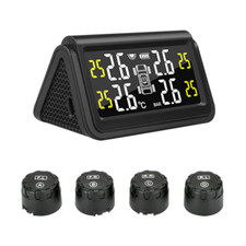 TPMS LCD Solar Charging Car Tire Pressure Monitoring System 4 External Sensors