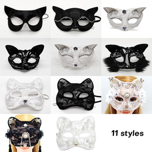 Halloween Cosplay Fox Mask Lace Sexy Eye Mask Animal Half Cat Cover Partywear - Picture 3 of 27