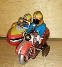 BBL1 Jouet ancien Moto side car TECHNOFIX TIN MOTORCYCLE BLECH MOTORRAD à clé 