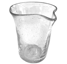 Vintage Italian Hand Blown Floral Clear Glass Vase 3.5" Bullicante Creamer Pour